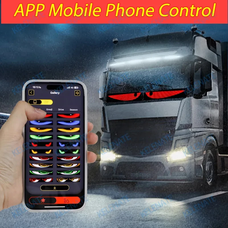 Truck Windshield Flexible LED Display Screen Blinking Eyes  Animated Screen APP Programmable Soft LED Displays for Truck