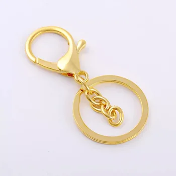 Hot sale keyring accessories metal gold and silver key ring swivel lobster round key holder ring