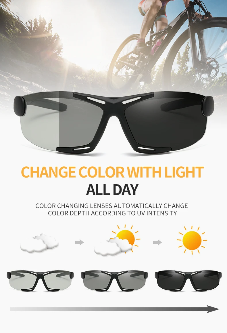Cycling Eyewear TR-90 Photochromic Bicycle Glasses Polarized Goggles Glasses 