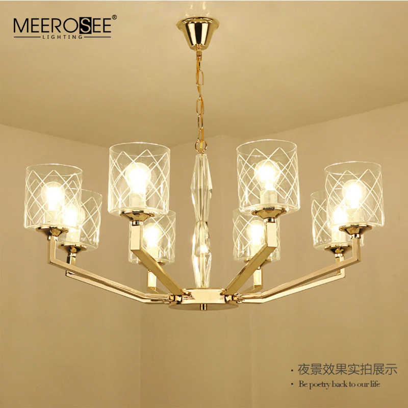 Meerosee 2021 Good price Pendant Lamp Iron Chandelier with Glass Shade Modern Chandelier MD86752