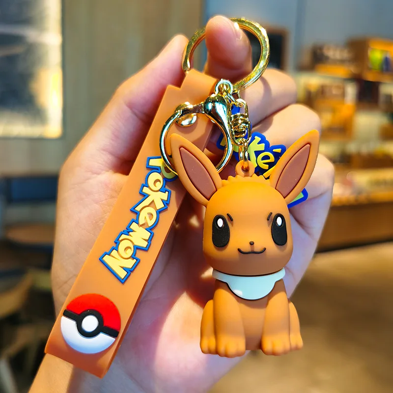 3D Cartoon Poke Eevee & Snorlax Keychain - Custom Soft Rubber