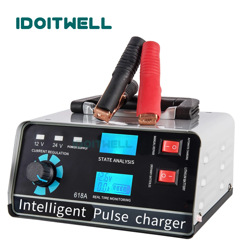 Intelligent Automatic Pulse Battery Charger 12V 50A 24V 30A fast lead acid  GEL DRY WATER battery charger for Truck boat Marine