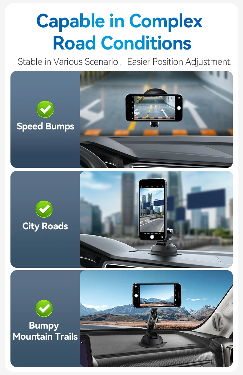 TELESIN  Suction Cup Magnetic Holder Mount for Cellphone with Aluminum Nylon Material for Car Glass