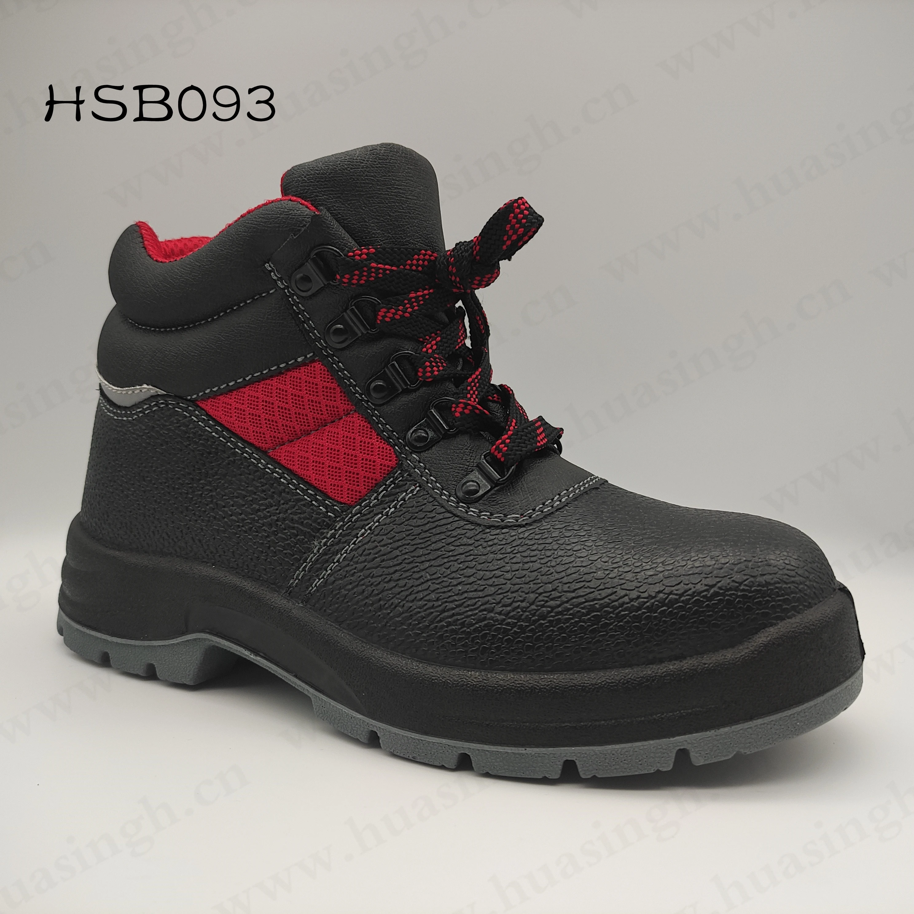 Rwh,steel Plate Insert Anti-smash Impact-proof Work Shoes Middle-cut Red Mesh Fabric Design Outdoor Safety Boots HSB093