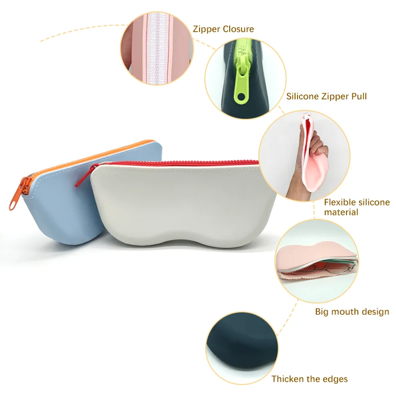 Simple Style Portable Silicone Sunglass Cases Eco-Friendly Zipper Closure Special Purpose Bags & Cases details