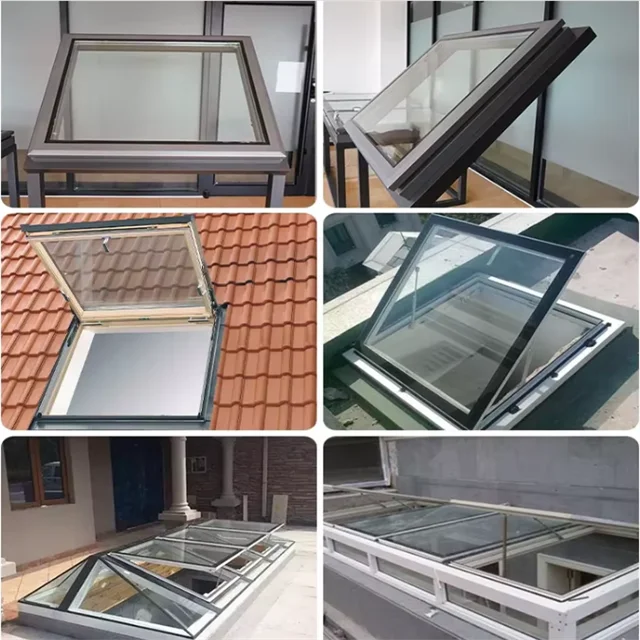 Intelligent Electric Screw-type Skylight, Aluminum Alloy Double-glazed Glass, Gas-supported Attic/sunroom Roof Skylight