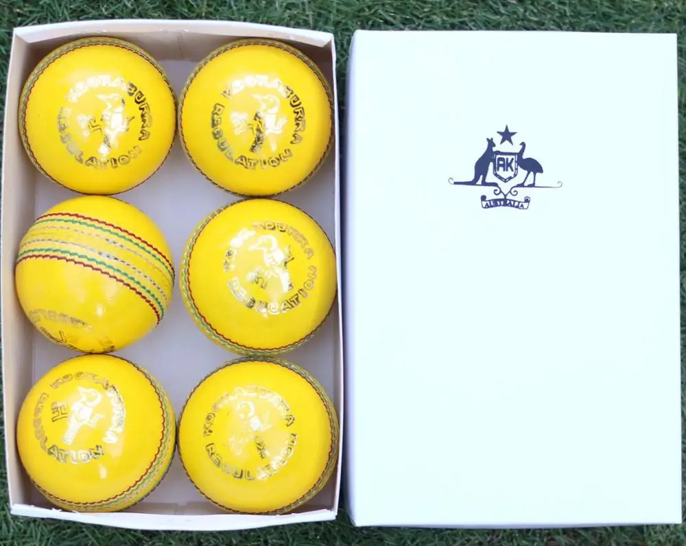 Kookaburra Cricket Indoor PUC Yellow Australian Made Leather Hide Ball 114g
