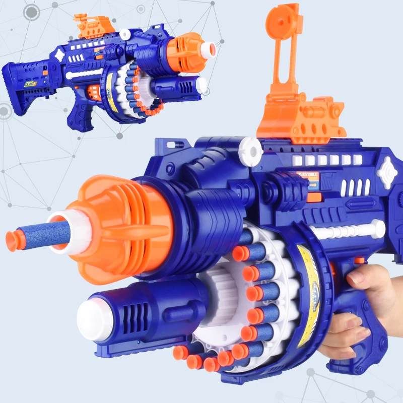 40 Rounds Soft Bullets Darts Continuous Firing Blaster Gun Kids Boys Electric Toy Gun With Aiming