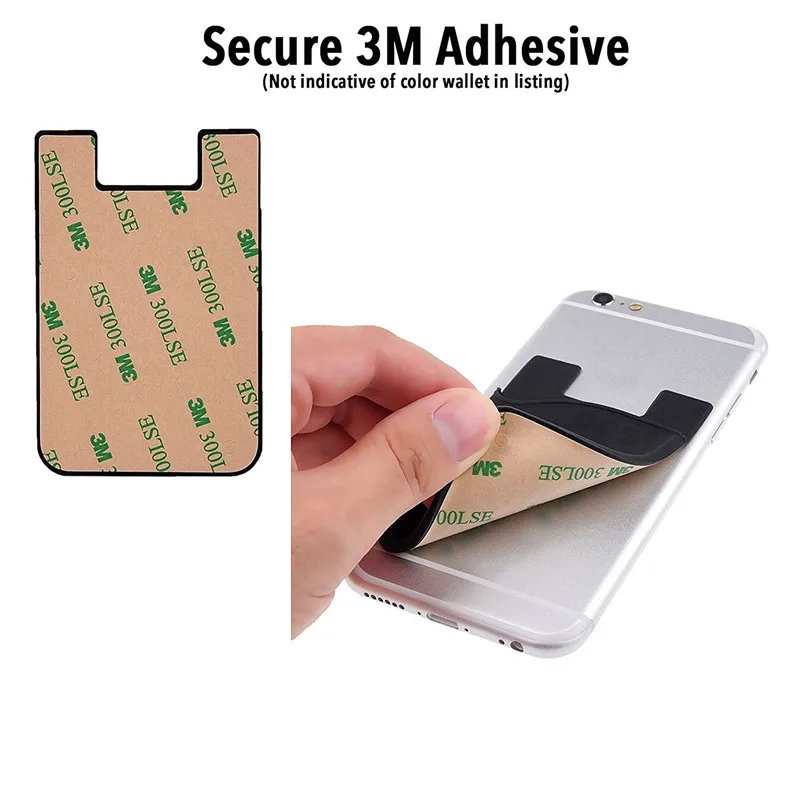 Custom Logo Printed 3m Adhesive Credit Id Card Holder Silicone Rubber Cell  Phone Wallet Case for Promotions