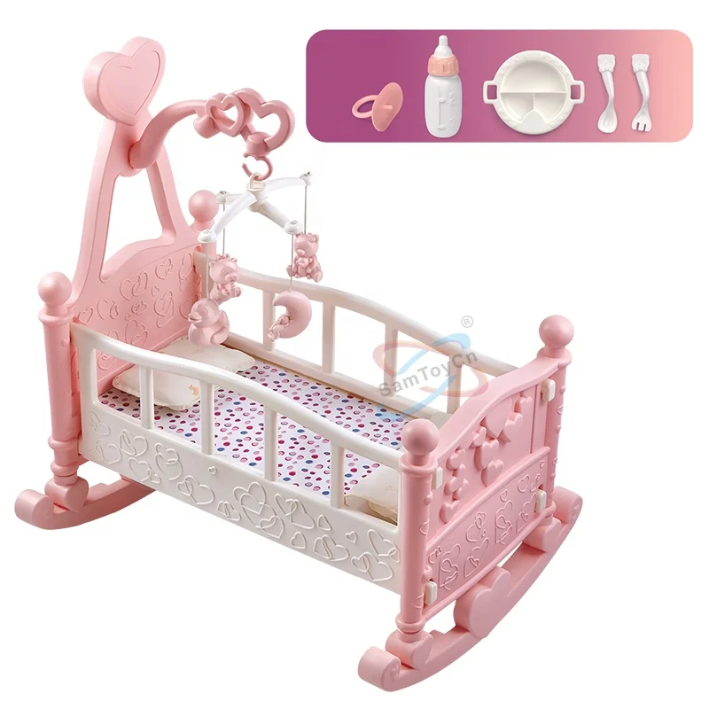 Carrozzina Giocattolo Box Pieghevole Per Bambole Rosa - Culla Con Stelle Per Bambine 2+ - Portatile Per Nursery Giocattolo Box Bambini Pieghevole