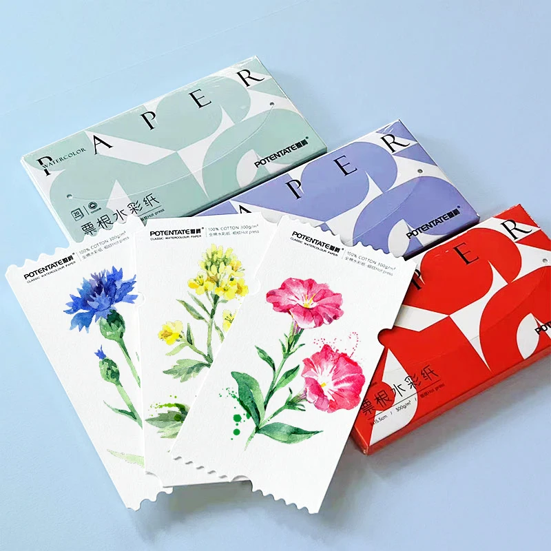 POTENTATE 032881 20Sheets 300g Watercolor Paper Fine Lines Stamp Postcard Ticket Stub Paper Painting Art Supplies