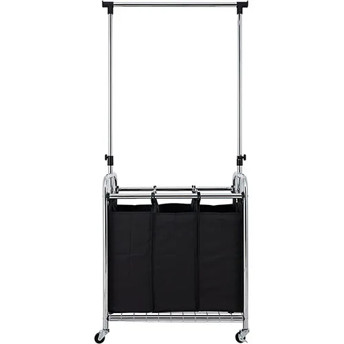 rolling laundry cart with hanging bar