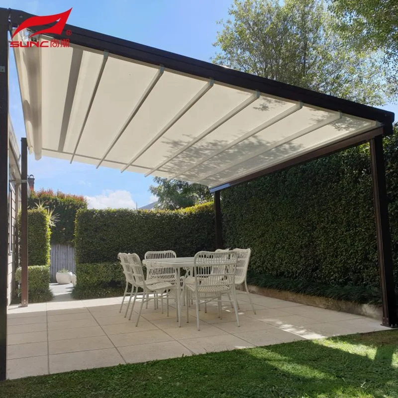 Waterproof Custom Motorized Outdoor Pergola with Side Retractable Roof Aluminum Modern Bioclimatic Retractable Pergola