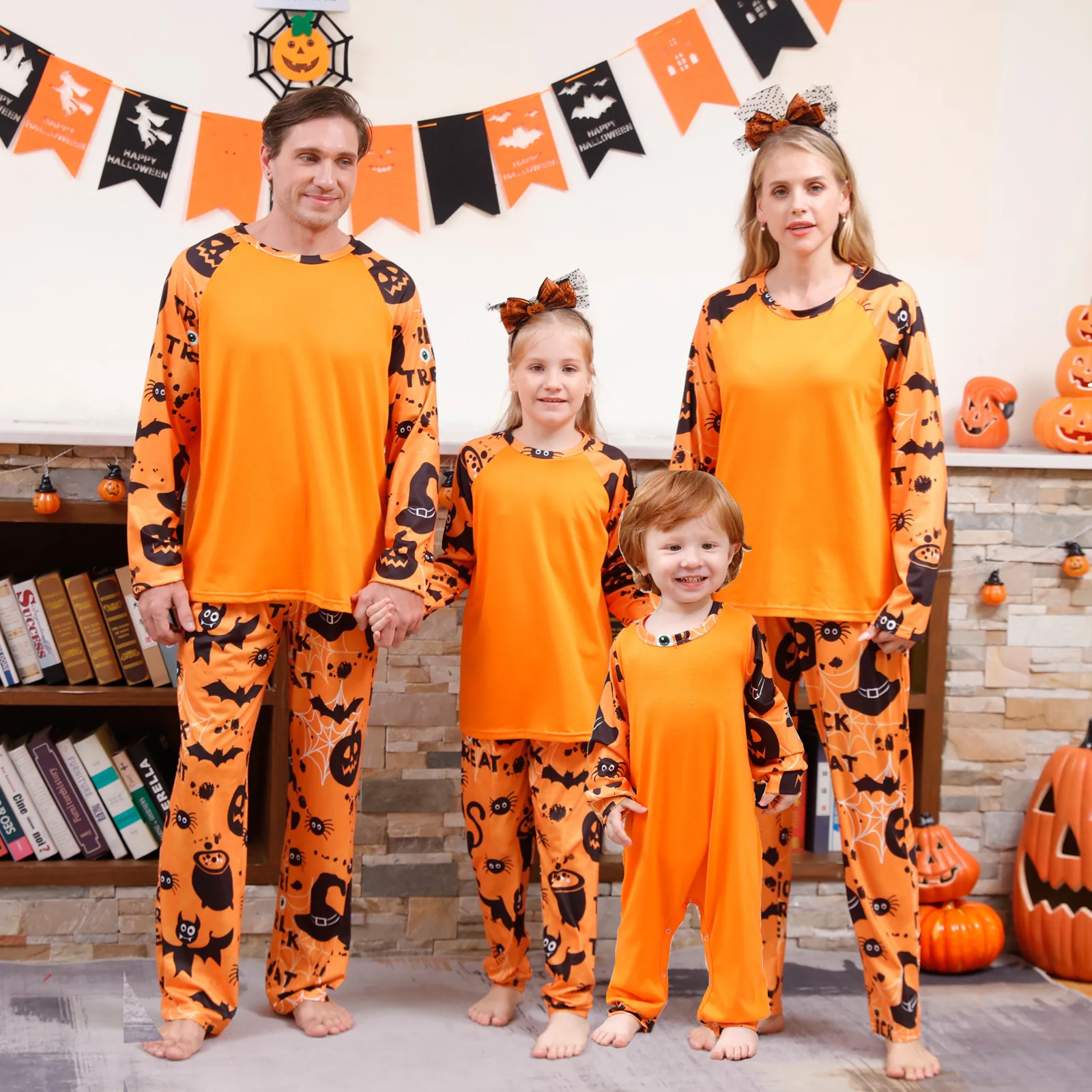 2024 Personalised Custom Print Sublimation Soft Blank Pajamas Set Matching Halloween Pjs for Family Adult Women Men Pj