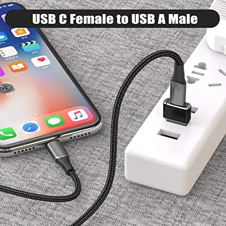 Адаптер DAZ с USB C «мама» на USB «папа», адаптер зарядного кабеля типа C на A для iPhone 11 12 Mini Pro Max,Airpods iPad 8