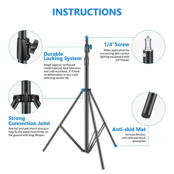 Neewer Heavy Duty Light Stand Spring Cushioned Photography Tripod Stand for Photo Studio Softbox, Flash Moonlight, Ring Light detail image