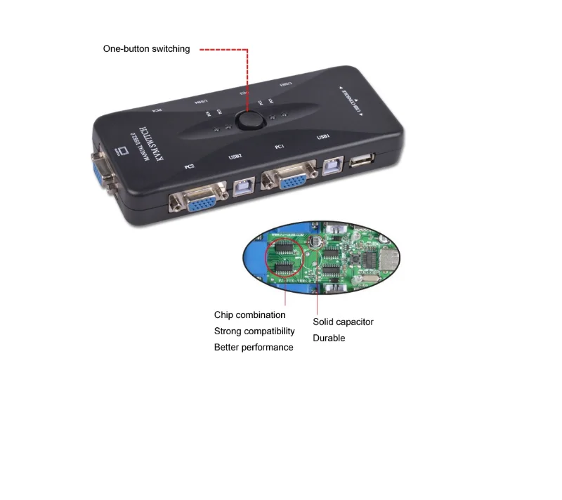 4 Input 1 Output Switch Vgasvga Splitter Box Video Vga Switcher 4 Port Manual Usb 20 Kvm