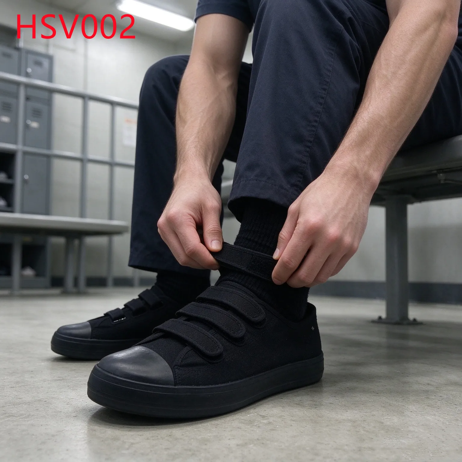 LXG,USA Prison Like No Shoelace Hua Singh Correctional Shoes Labor Area Anti-destructive Lightweight Sneakers with Velcro HSV002
