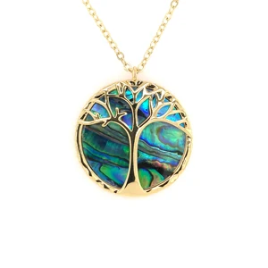 Tree of Life Pendant with Abalone Shell Charm Necklace