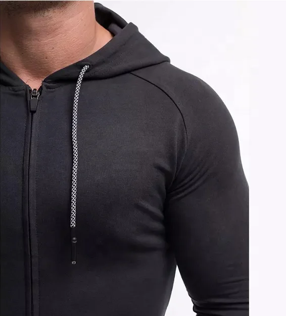 JL1103D OEM Fitness Men’s Sports Hoodies Full Zipper Long Sleeve Workout Gym Hoodie for Men