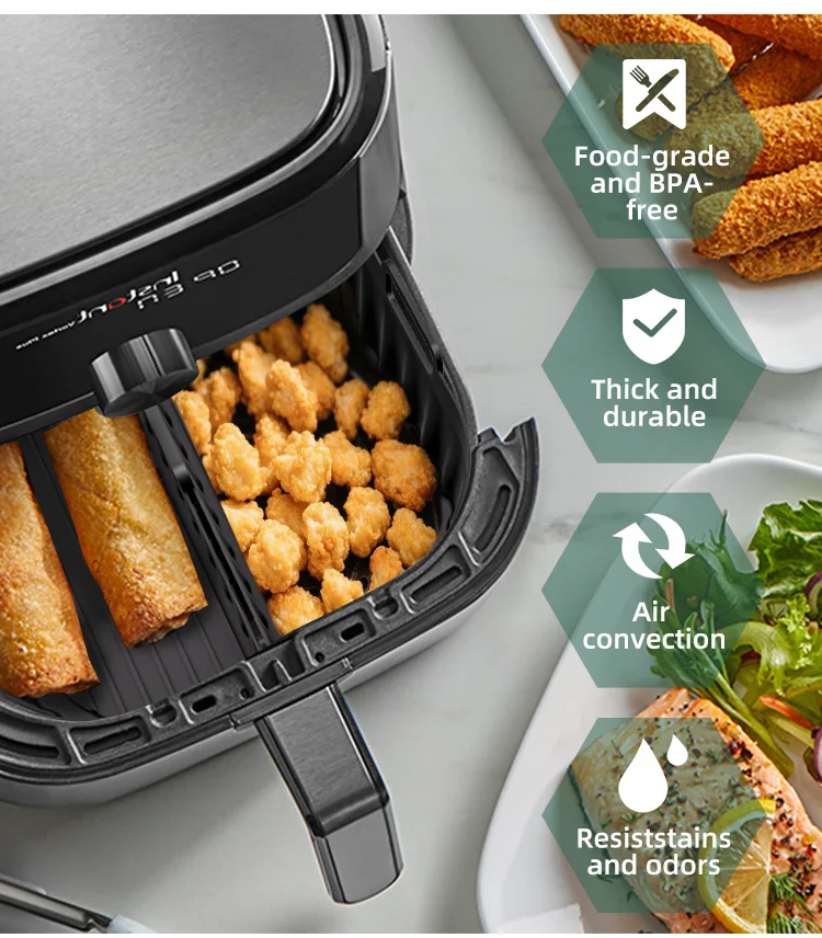 Non-Stick Silicone Air Fryer Tray, Multi-Compartment Baking Pan for Egg Tarts Fried Food, Oil-Proof Reusable Air Fryer Accessory manufacture