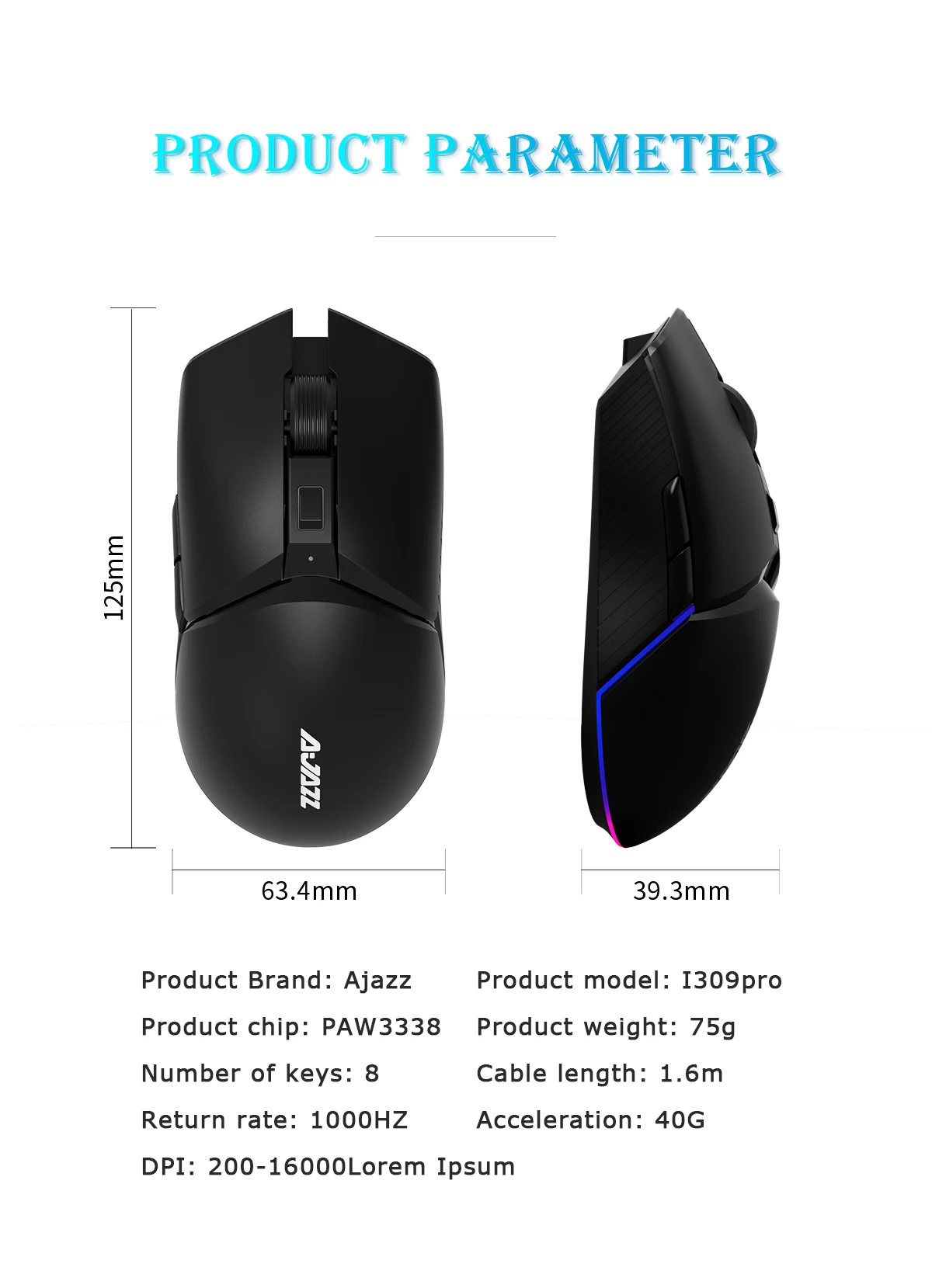 Ajazz I309pro New 2.4g Dual-mode Rgb Mouse Lightweight Ergonomic Design ...