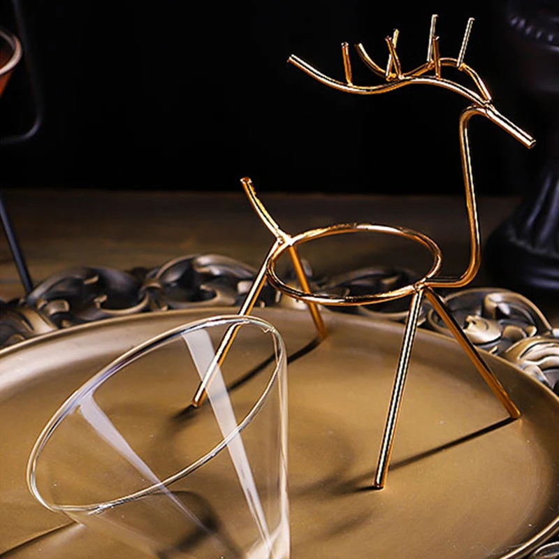 Creative Personality Fawn Iron Frame Glass Crystal Cocktail Glass Martini Glass
