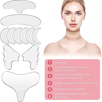 High Quality 11pcs Anti-Wrinkle Reusable Silicone Patches For Whole Face&Body