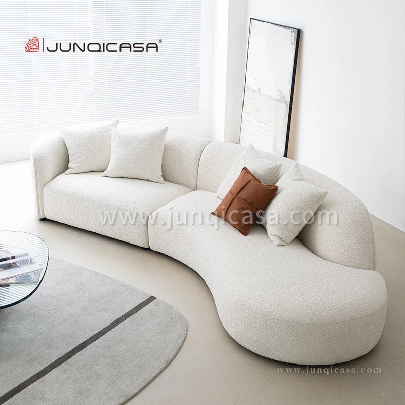 Modern Modular Sectional Sofa Counter Home Luxurious White Curved Velvet Fabric Sofa Bed Lounge Office Waiting Couch