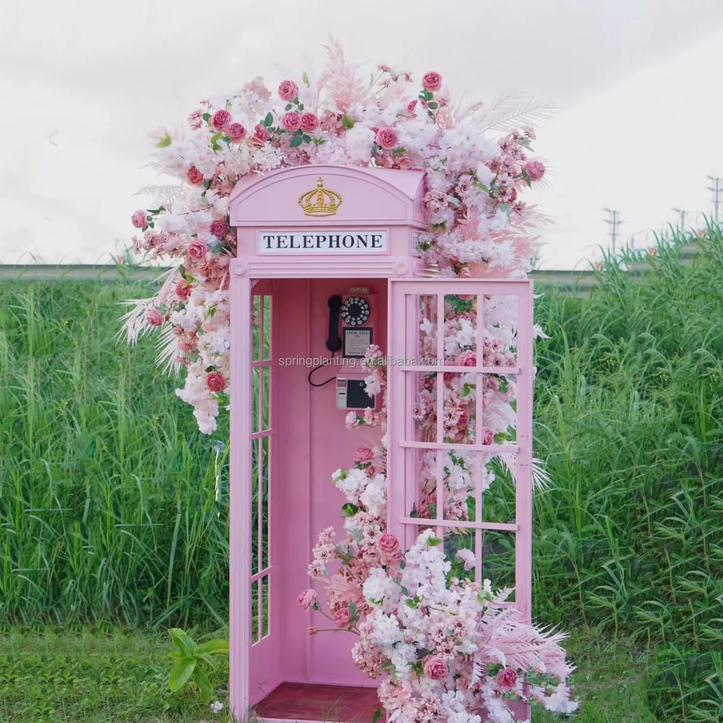 Pink Telephone Booth Photography Props For Wedding Wedding Decor London
