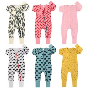 One-Piece Newborn Infant Toddler Baby Long Sleeve Cotton Double Anti-Slip Zipper Bodysuits Full Print Baby Rompers