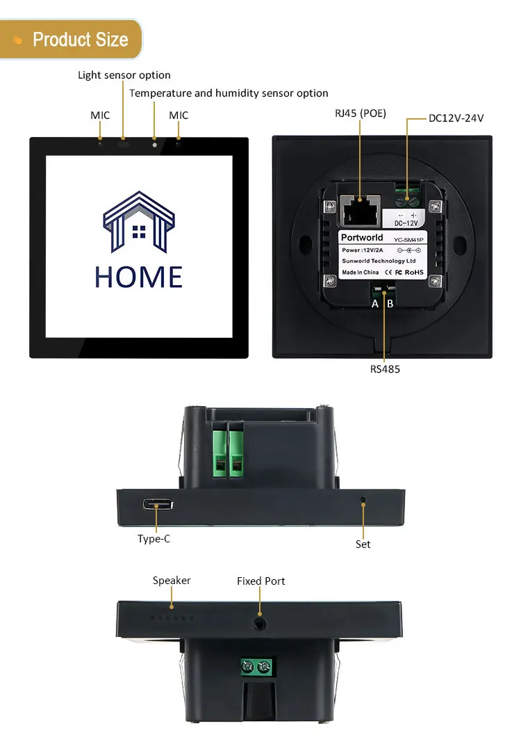 Zigbee Gateway Supported 4 Inch Android All in One Touch Screen for Smart Home Control Wall Switch