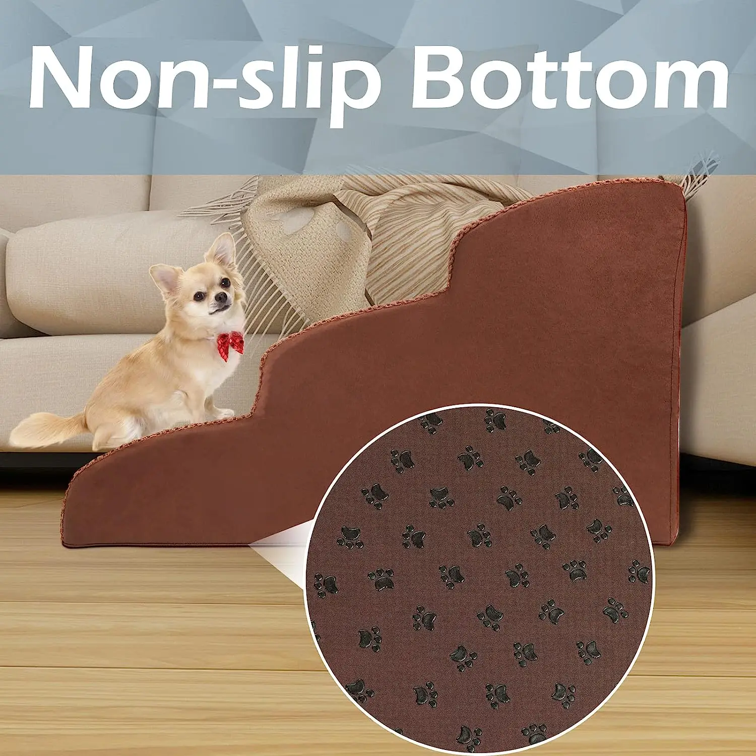 Dog Stairs For High Beds Or Couch,3tiers Nonslip Pet Steps With