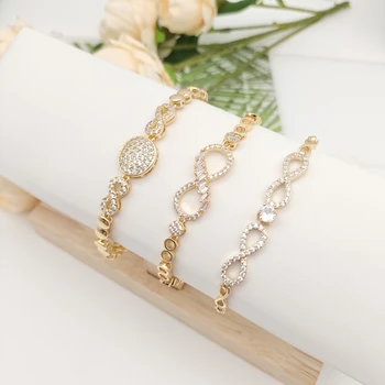 Crystal CZ Hand Link Chain Bracelets Twisted Design Bangle 14k Gold Plated Chain accessories Jewelry Bracelet for Women