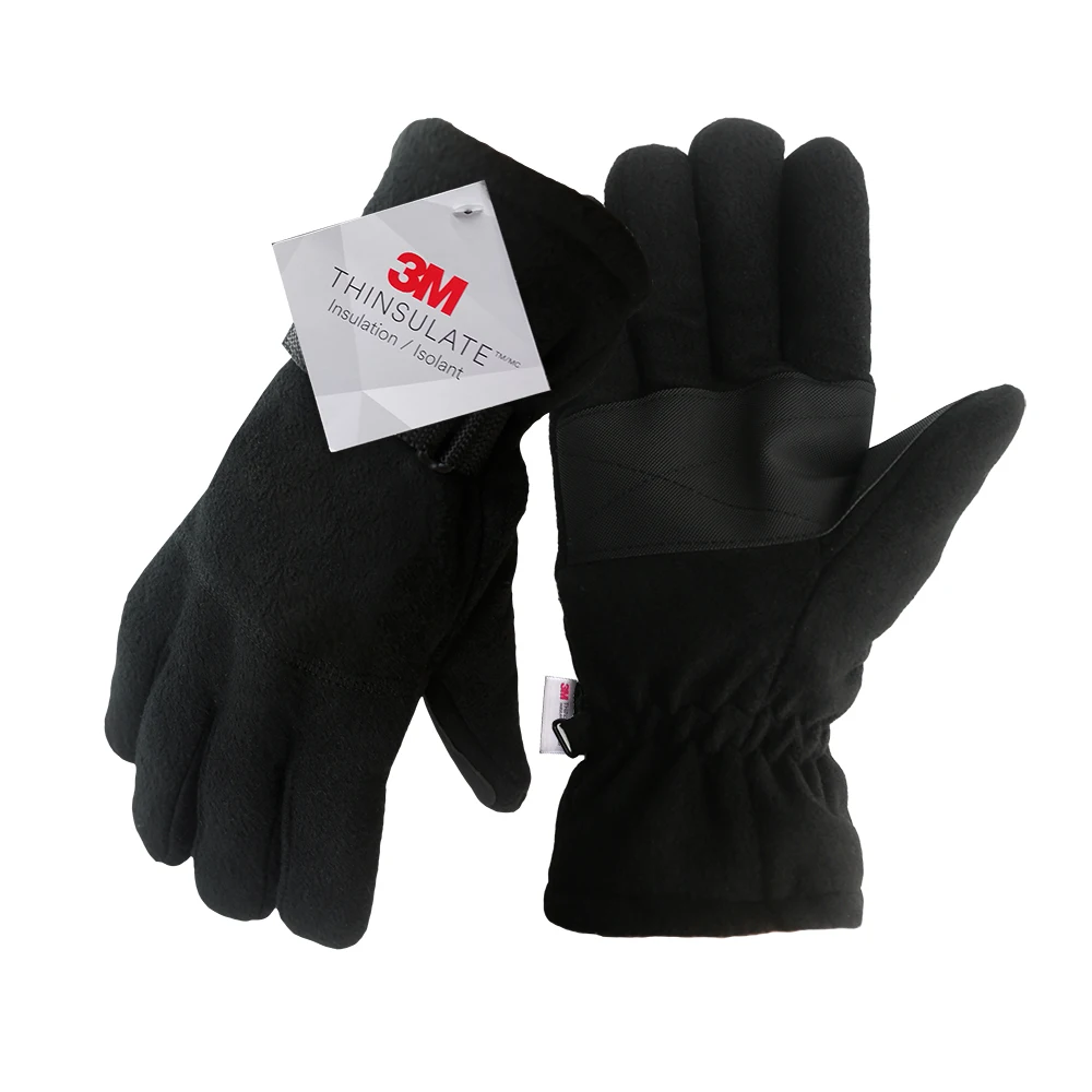 Polar Fleece Glove 3M Thinsulate Lined with Non-Slip Palm Grip Ski Work Hiking 