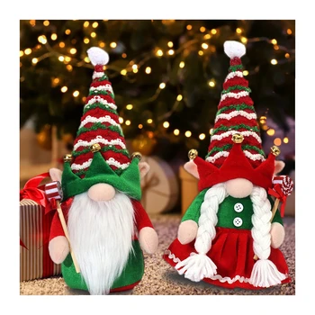 2022 New Luxury Velvet Christmas Ornaments Navidad Xmas Tomte Dwarf Dolls Plush Elf Gnomes For Christmas party Decoration
