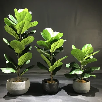 Realistic Recycle Plastic Fake Fiddle Leaf Fig Tree Decor For Restaurant,Hotel,Supermarket Face Plants Artificial