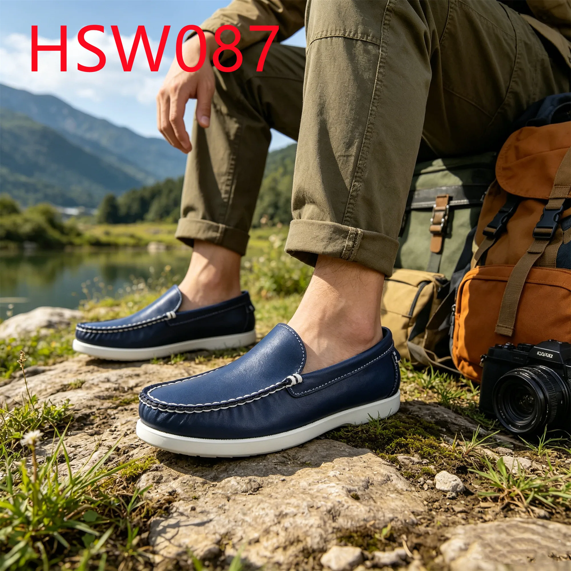 HY,Versatile Occasion Anti-odor Kids&adult Washed Blue Flat Boat Shoes Daily Leisure Not Grind Foot Fashion Penny Shoes HSW087