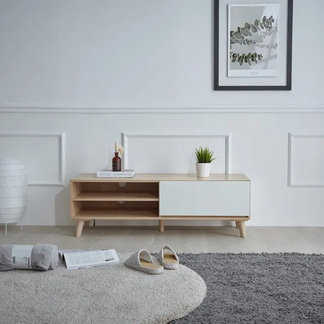 China Factory Cheap Price Living Room Furniture TV Console Simple Solid Wood Manufactory TV Stand