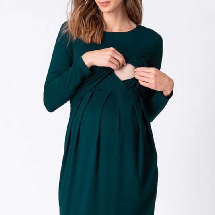The Design of Solid Color Long-sleeved Maternity Dress During Pregnancy and Lactation Is Unique Pregnant Women Clothes The Design of Solid Color Long-sleeved Maternity Dress During Pregnancy and Lactation Is Unique Pregnant Women Clothes
