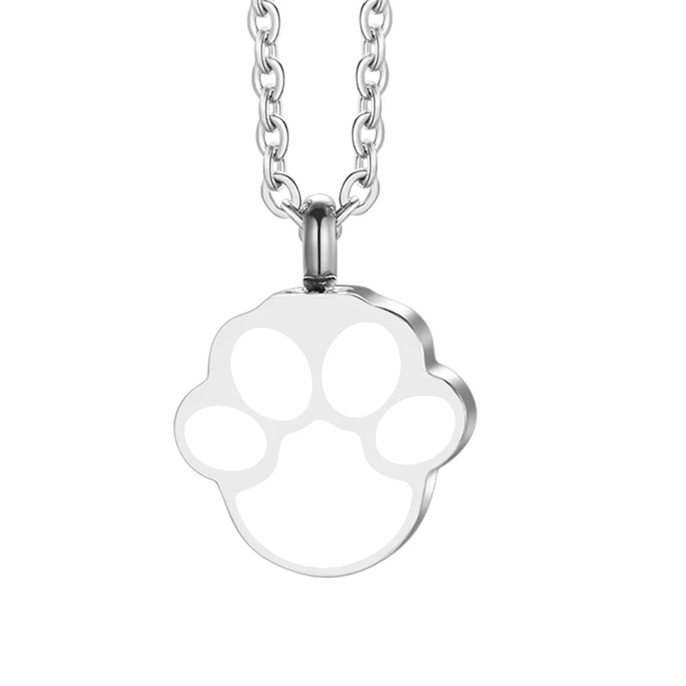 Cremation jewelry stainless steel urn cat paw urn necklace cat and dog ashes memorial pet urn pendant mini souvenir urn pendant