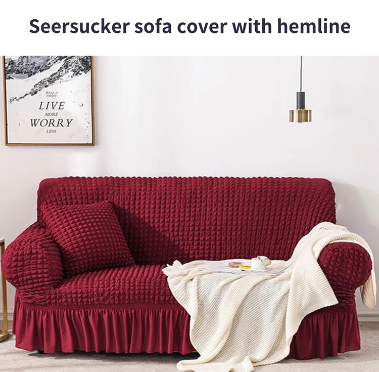 Universal Custom High Stretch Sofa Slipcover With Skirt Bubble
