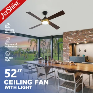 1stshine LED Ceiling Fan Indoor Downrod 4 MDF Blades High Airflow Ceiling Fan With Remote and LED Light