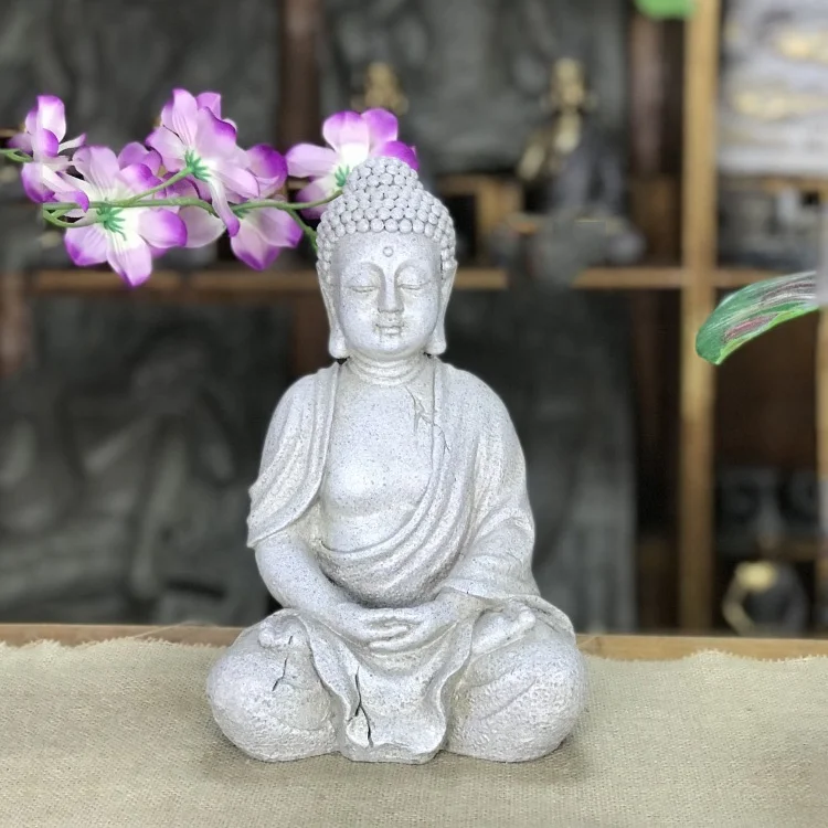 Human Size Resin sitting buda Statue Stone garden waterproof grey Asia Zen Garden Buddha for interior and outdoor decoration