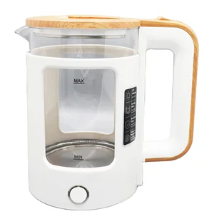 Electric Double Wall Glass Kettle with Wooden Handle Temperature Control Cordless for Home Kitchen Use 220V for Hotel 220V