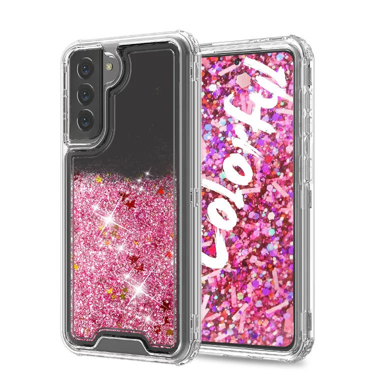 Three Layer Heavy Duty Shockproof Cover Hybrid Clear Glitter Phone Case For Samsung Galaxy S23 Ultra S21 S22 Plus A52S A53 A54