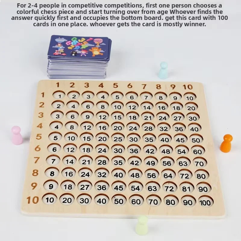 子ども向けモンテッソーリ算数おもちゃ CPC・CE認定 レインボー木製掛け算ボードゲーム 新作人気教育学習ツール