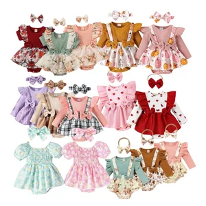 New Baby Clothes 0-3 Months One Pieces Playsuits Jumpsuit Bodysuits 2PCS Baby Gift Set Plain Baby Rompers