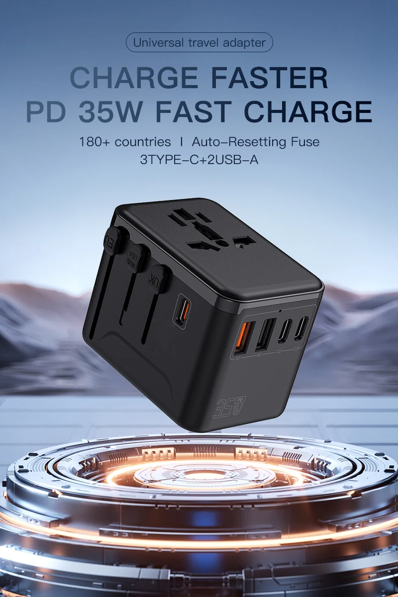 35w畅销书快速充电器通用旅行适配器电气多插座旅行插头适配器国际插头