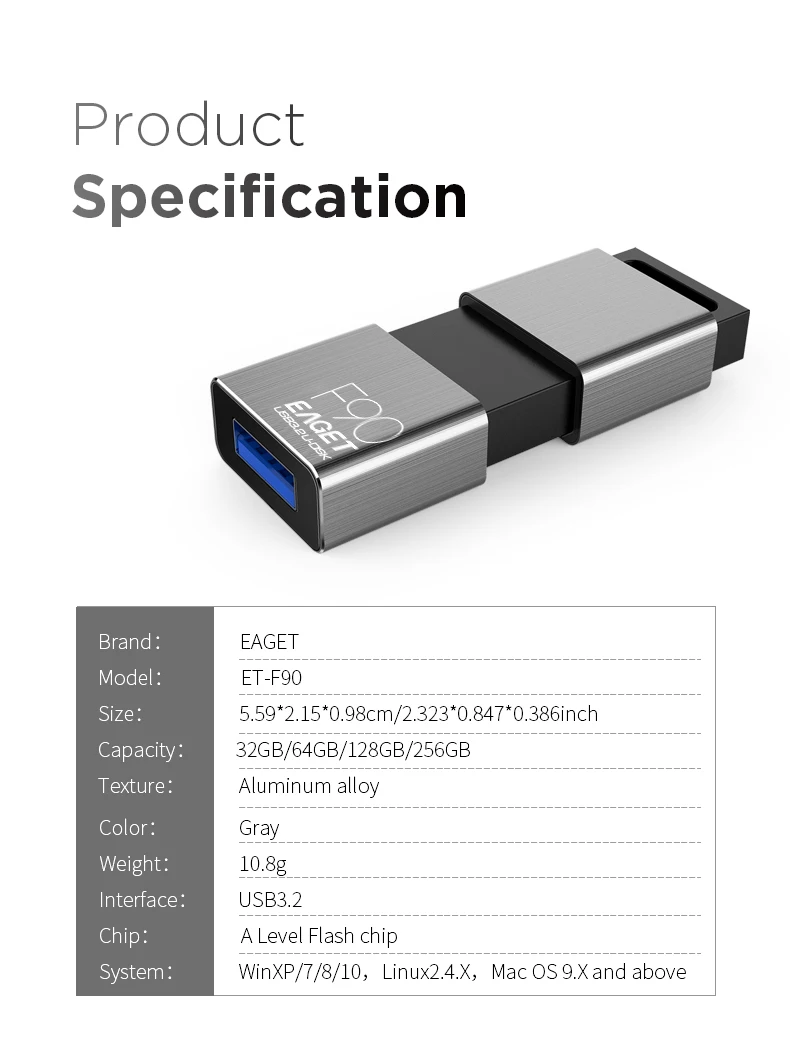 PENDRIVE 128GB EAGET F90 3.0 - Megabytes Store